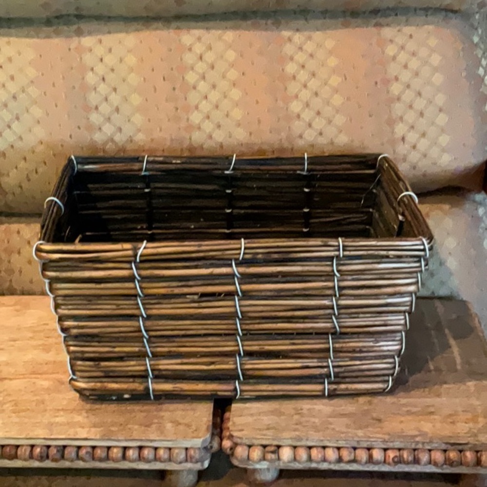 Wicker Basket, Rectangular, Catchall basket, Boho chic - Picture 3 of 11